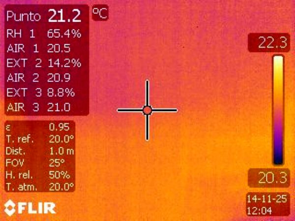 Mientras se realizaba la prueba de agua se tomaron termografias desde el 18, bajo la terraza